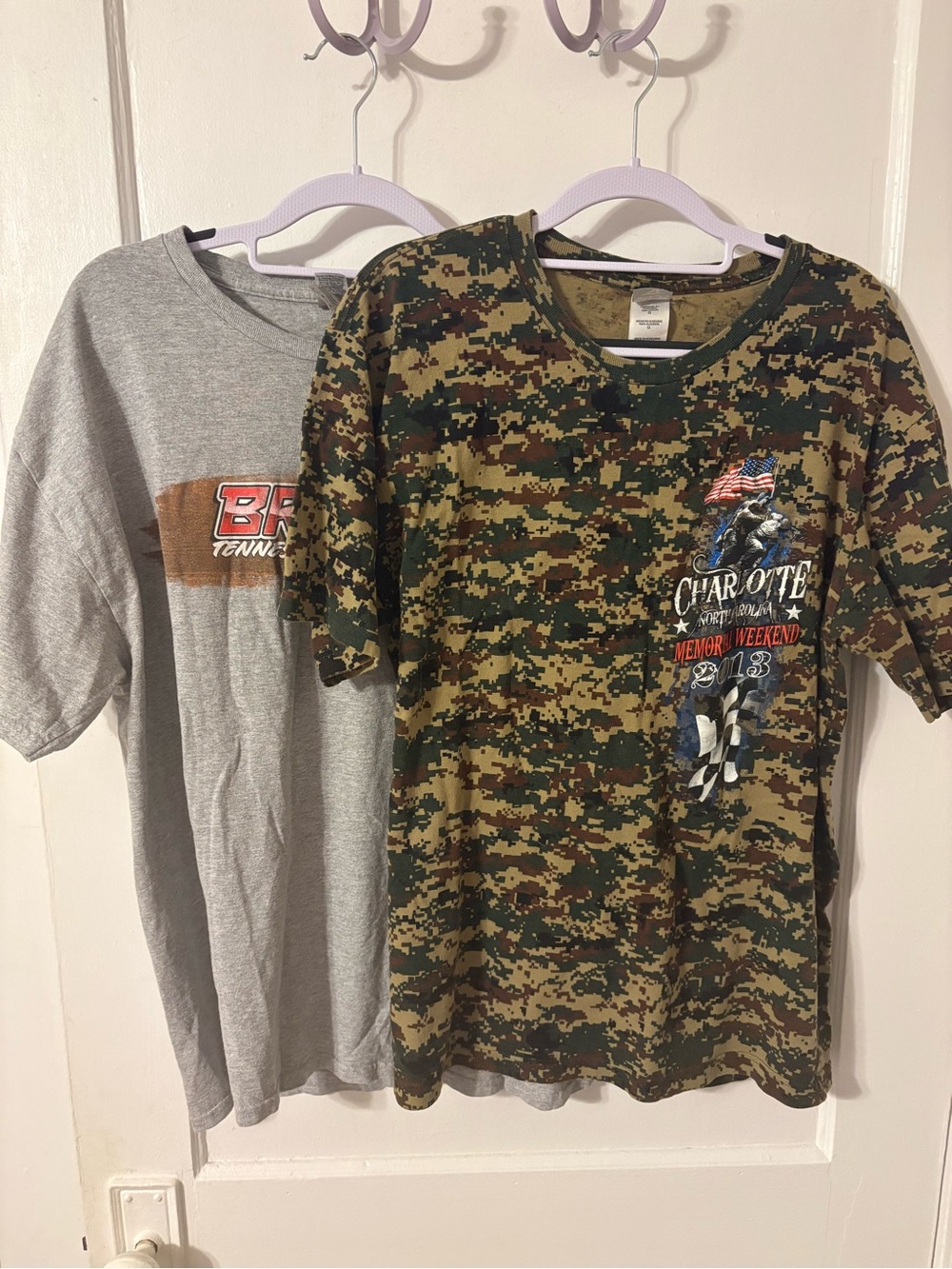 (2) Used Youth Large NASCAR T-Shirts Charlotte 2013 & Bristol Tennessee 2022